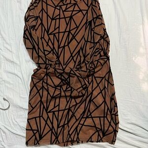 Price is firm, Brown and Black Dress